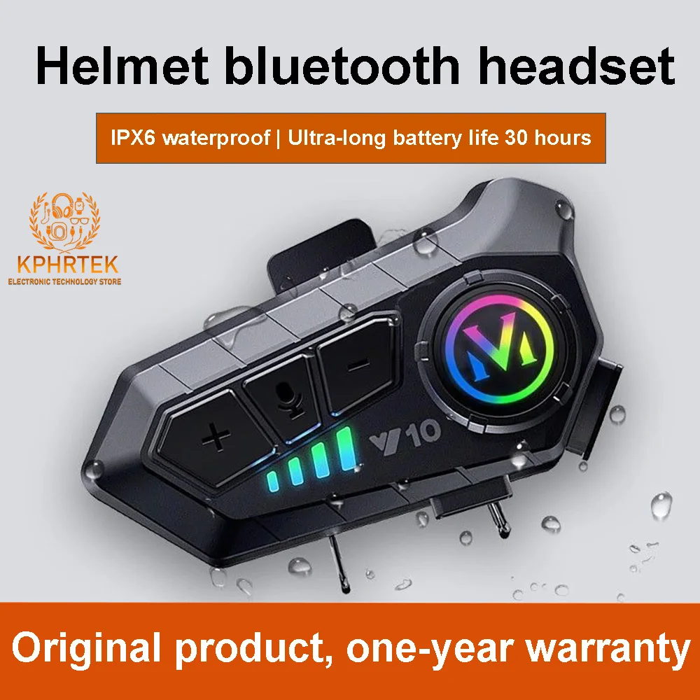 Фото Bluetooth-гарнитура для шлема Y10, встроенная интегрированная водонепроницаемая мотоциклетная гарнитура на вынос, полный шлем, полушлем, высокий стульчик №2