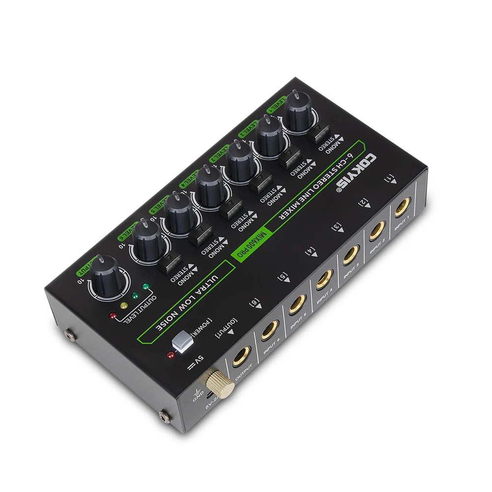 MIX600-PRO 6-канальный стереолинейный микшер со сверхнизким уровнем шума и RGB-подсветкой Высококачественное аудио для студии и профессионального использования