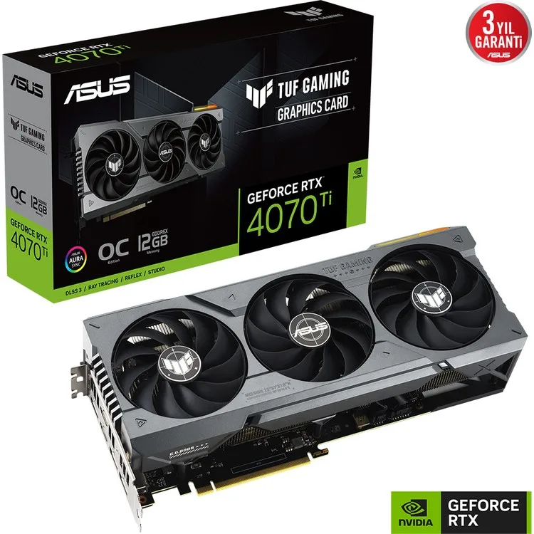 Фото Asus -  ASUS GEFORCE TUF RTX 4070 TI 12 ГБ 192-битная ВИДЕОКАРТА GDDR6X 2760 МГц OC 2xHDMI 3xDP RGB (TUF-RTX4070TI-O12G-GAMING) DLSS3 №4