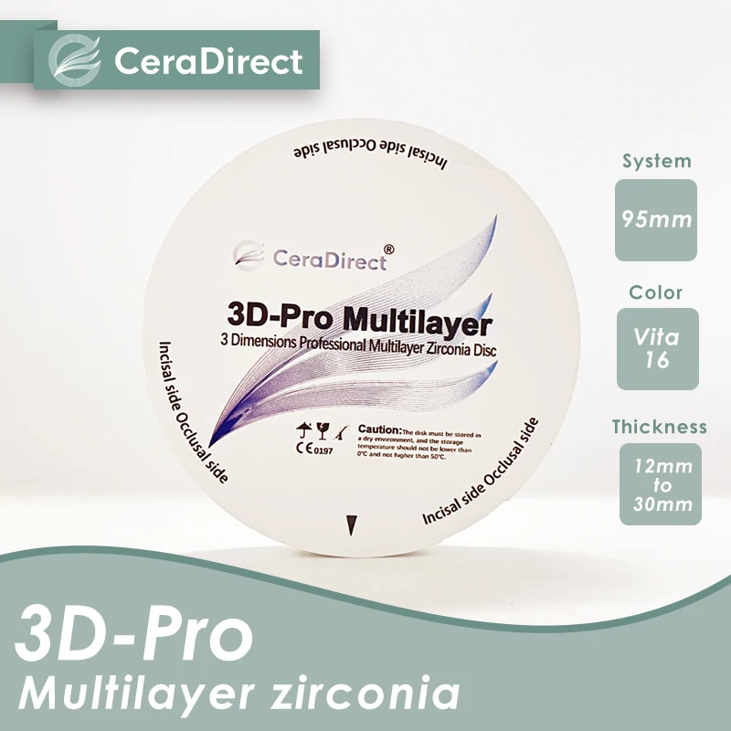 [618] многослойная циркониевая система ceradirect 3D Pro (95 мм) для стоматологической лаборатории CAD/CAM