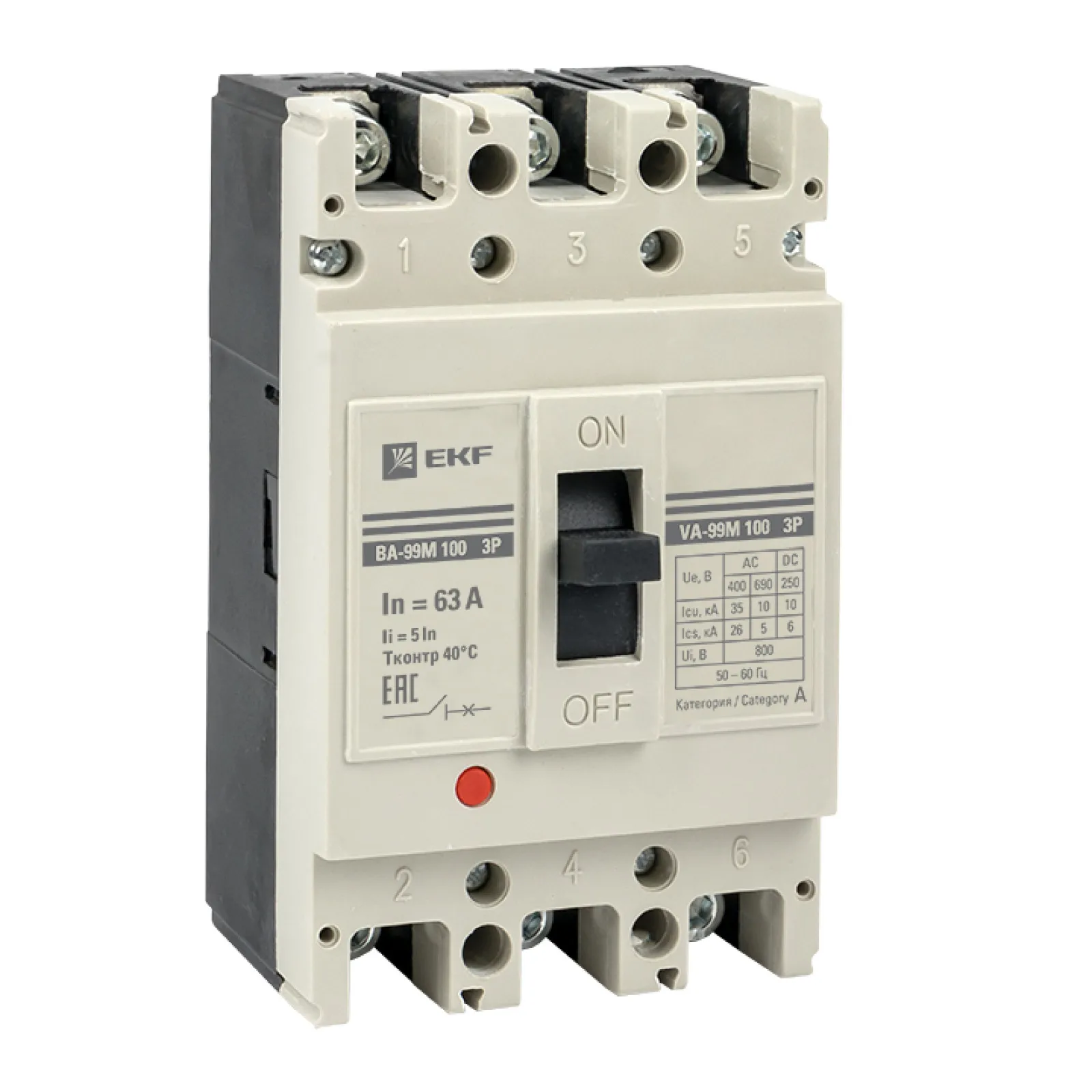 Выключатель автоматический ВА-99М 100-80А 4P 5In 35кА EKF PROxima  - 1 шт