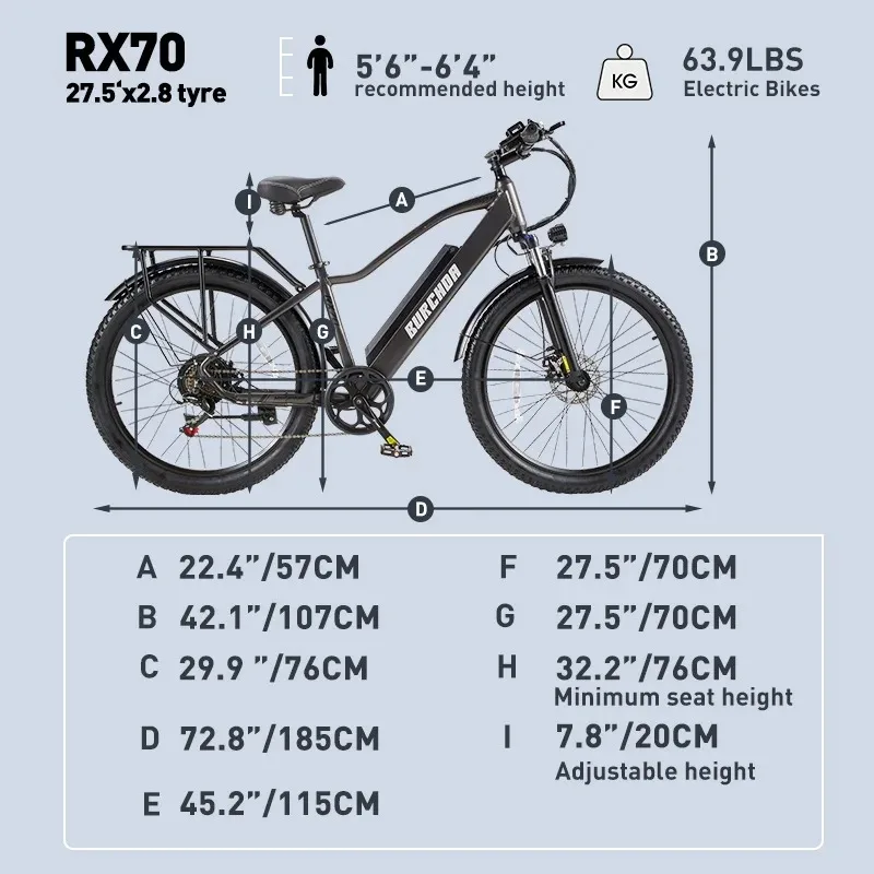 Фото RX70 1500W45KM/H 27,5-дюймовый электрический велосипед 48V20AH с литиевой батареей, горный электрический велосипед, мотоцикл для взрослых №5