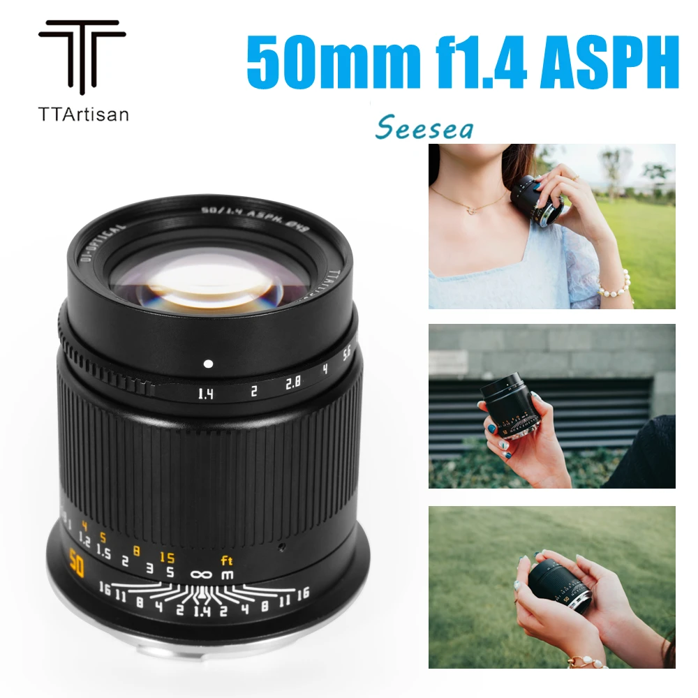 Полнокадровый объектив TTArtisan 50 мм F1.4 ASPH с ручной фокусировкой для камер Sony E /Nikon Z /Canon R /Sigma Leica Panasonic L-крепление