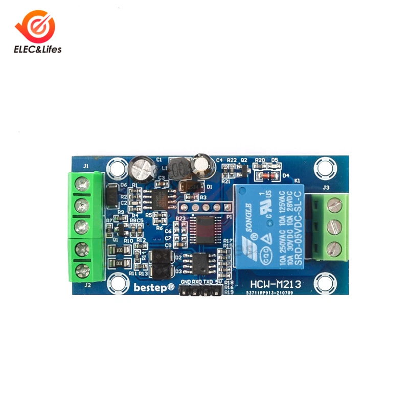 Modbus RTU 7-24 В односторонний релейный модуль 10 А/250 В переменного тока 10 А/30 В постоянного тока реле RS485/TTL UART связь защита от обратного подключения