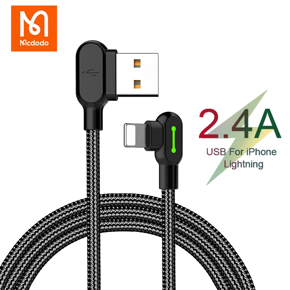 USB-кабель для iPhone 14, 13, 12, 11 Pro Max, Xs, Xr, X, 8, 7, 6 Plus, iPad iOS 17, 2,4 А, быстрая зарядка телефона, USB-зарядное устройство, светодиодный шнур для передачи данных