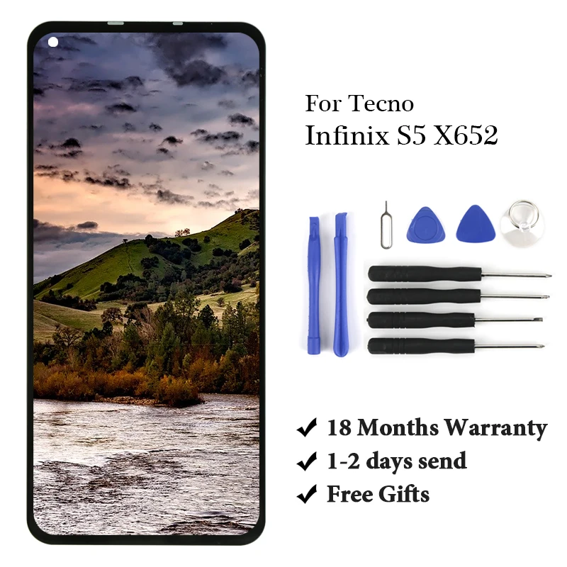 10 шт. Совершенно новый ЖК-дигитайзер для Infinix S5 X652, Высококачественная сборка, замена для Tecno Infinix S5 X652, ЖК-экран