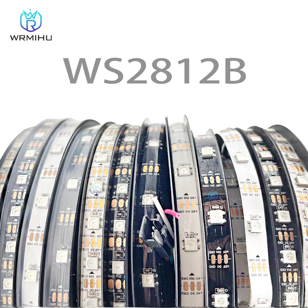 Фото WS2812B Светодиодная Лента, 5 М, Постоянный Ток, 30/60/144 Светодиодов/м, Черный/белый, IP30/IP65/IP67 №4