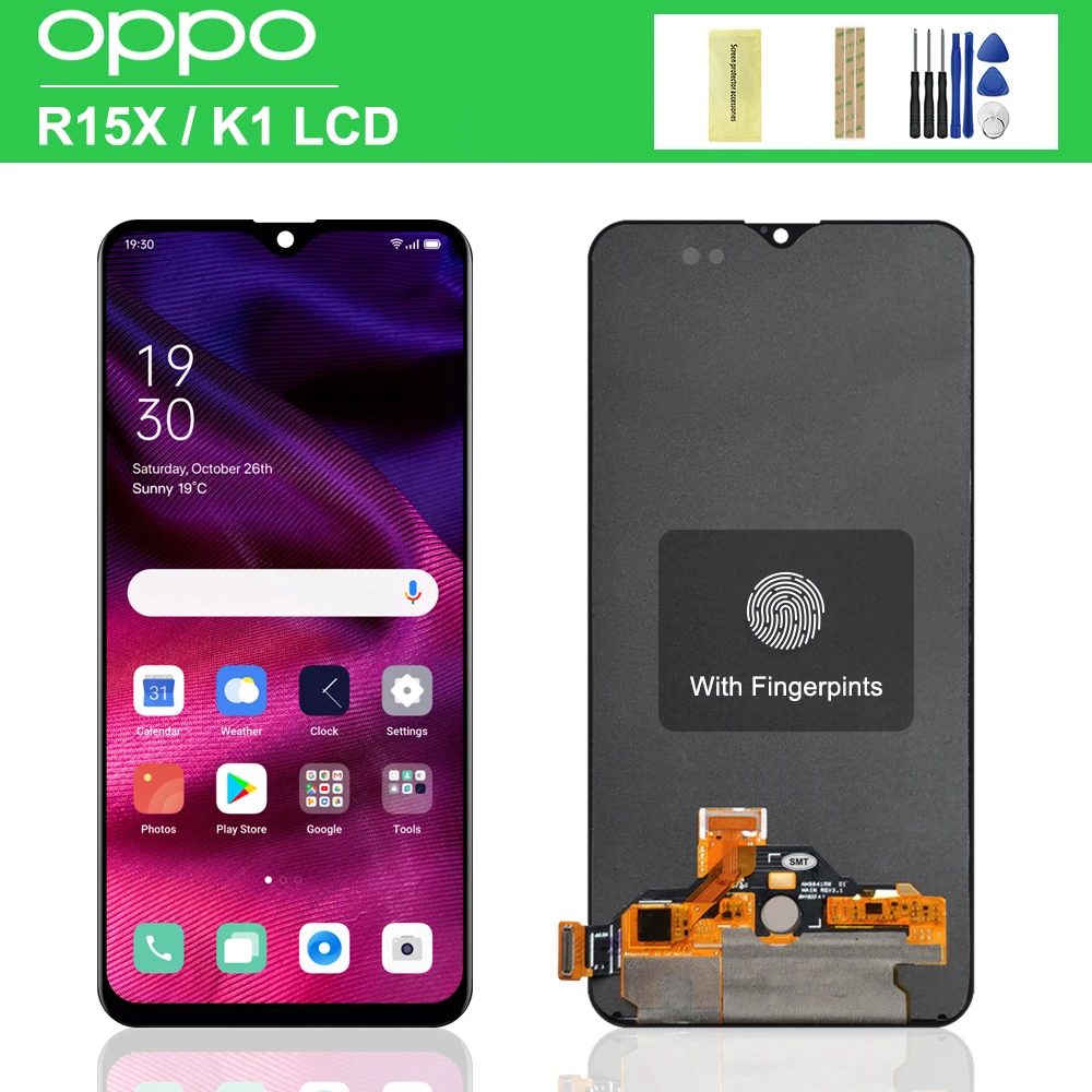 Super AMOLED/TFT 6,4 дюймов для Oppo R15x PBCM10 PBCT10 ЖК-дисплей сенсорный экран дигитайзер сборка для Oppo K1 LCD PBCM30