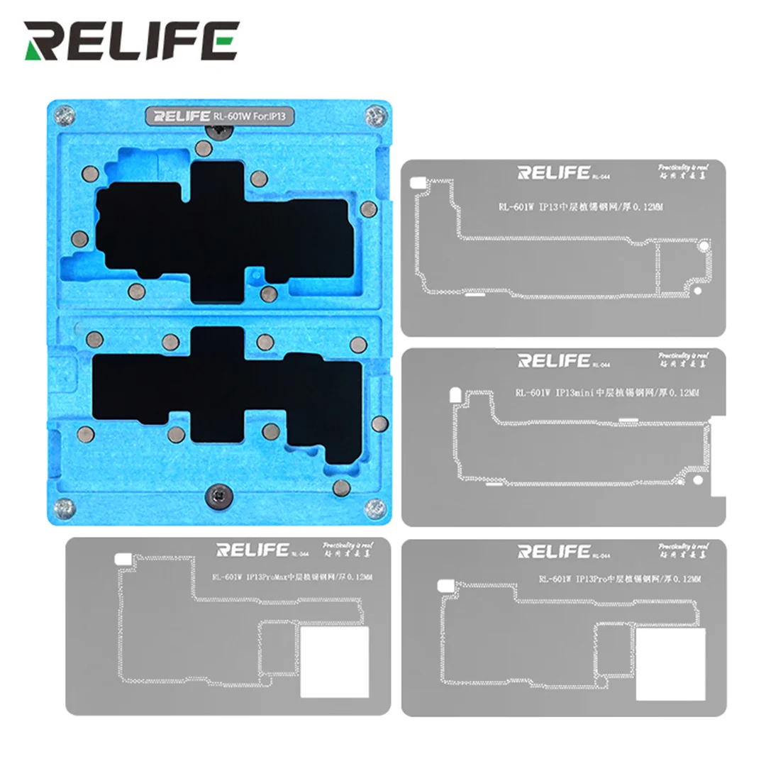 Оловянная посадочная платформа Relife RL-601W A15 4 в 1 для среднего слоя, ремонт для iP13/13mini/13Pro/13Pro Max