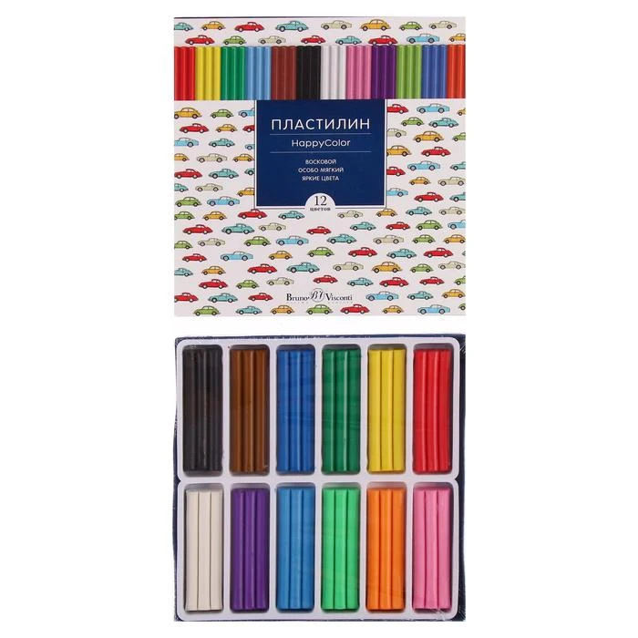 Фото Пластилин мягкий, восковой, 12 цветов 250 г, Happycolor, микс из 4 видов №5