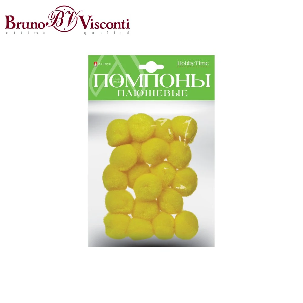 Помпоны плюшевые, 30 ММ, 20 ШТ, ЖЕЛТЫЕ 2-251/04 BRUNO VISCONTI