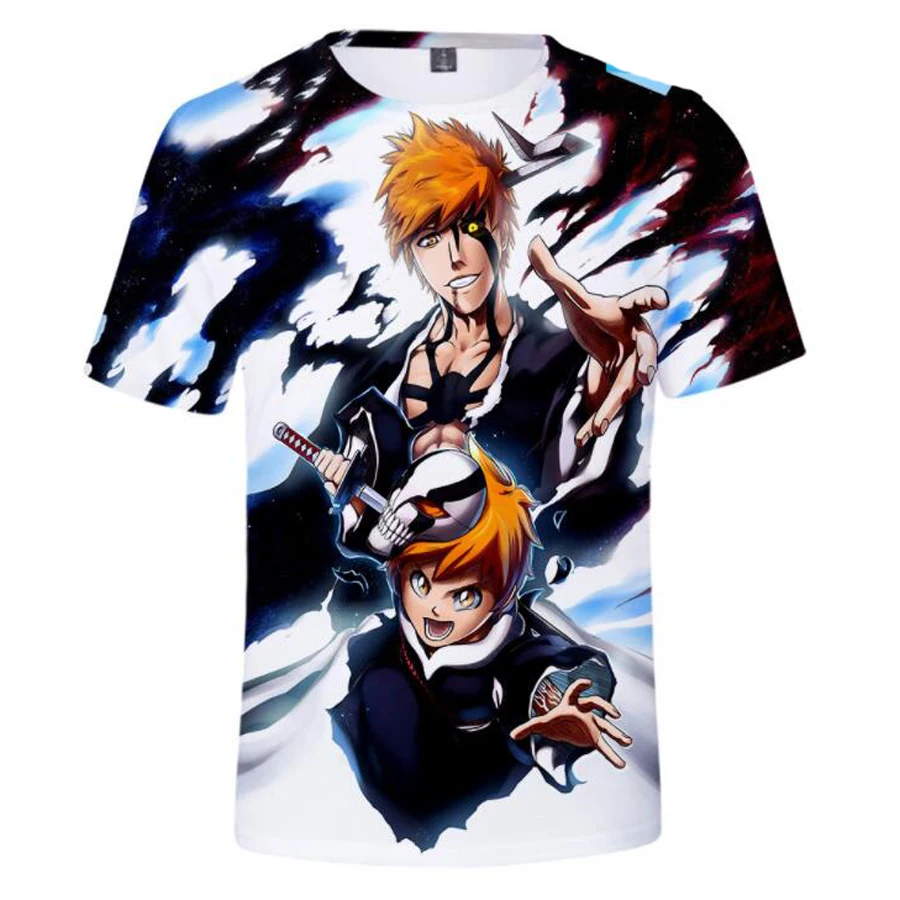 Японские Аниме отбеливающие Детские футболки Kurosaki Ichigo Графические футболки для мальчиковдевочек 3D футболка забавная футболка детская одежда косплей костюм (art.: 3920b2fb21bc5) - 3920b2fb21bc5