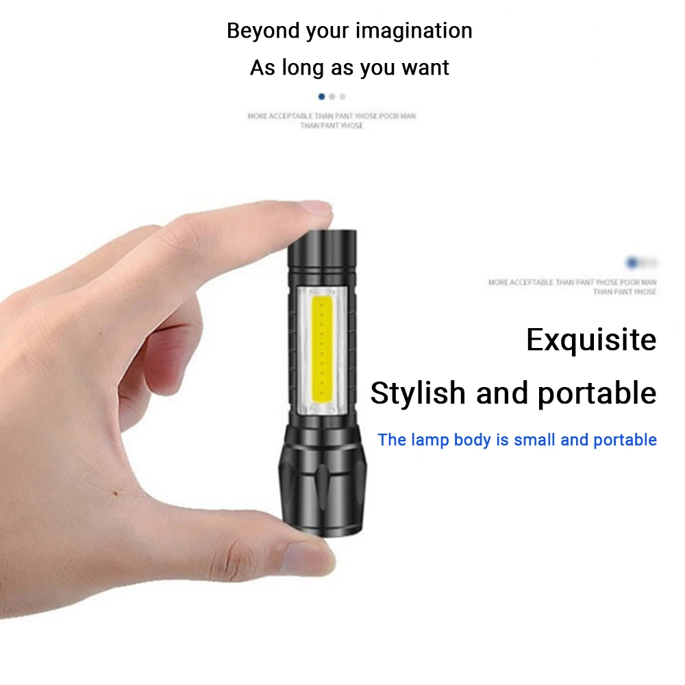 Фото T6 карманный светодиодный фонарик мощный фонарь Zoom USB перезаряжаемый портативный фонарик из алюминиевого сплава Водонепроницаемый 3 режима аварийный фонарик №4