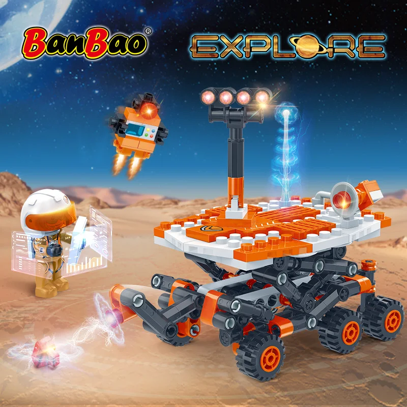 BanBao исследовать мир Марса моделей Багги астронавты Кирпичи игрушки для детей друг Gifs строительные блоки 6419
