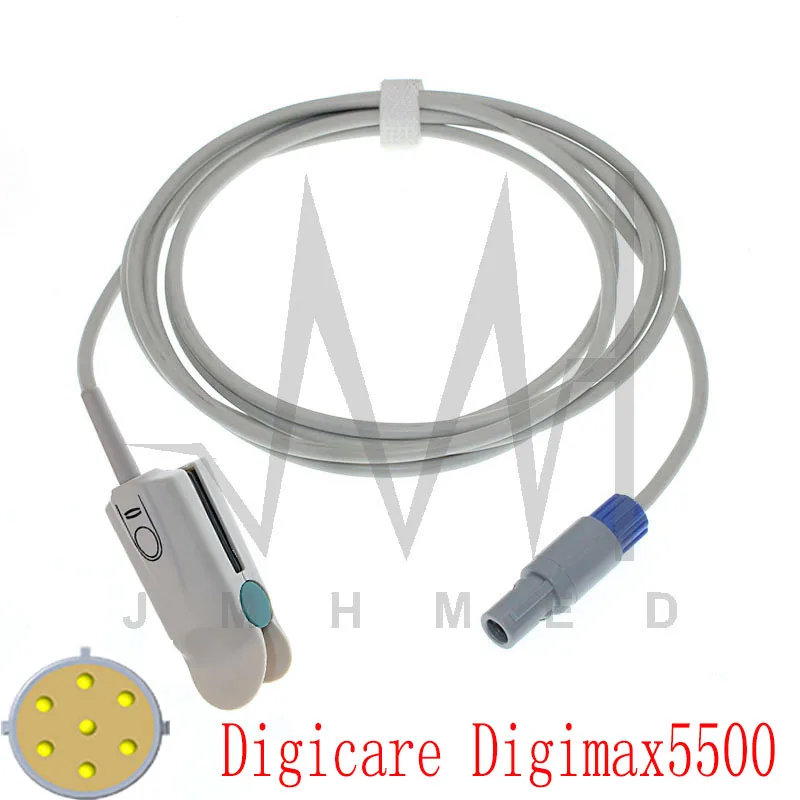 Совместим с датчиком spo2 Digicare Digimax5500 монитор оксиметрический кабель для взрослых/детей/новорожденных/пальцев/ушей/лба/Анимация 7 контактов 3 ...