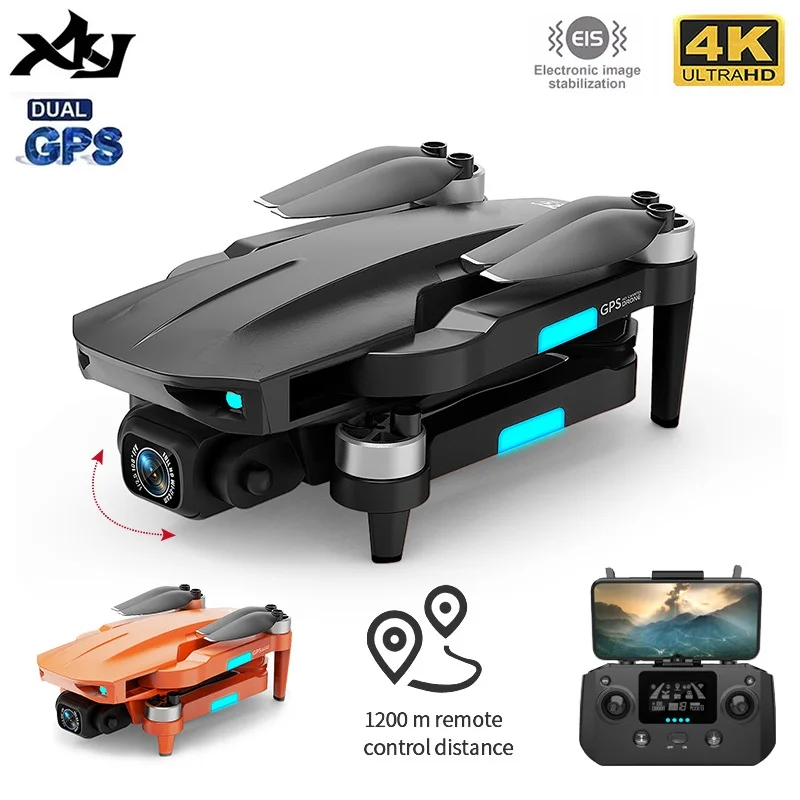 Дрон XKJ L700PRO с GPS, 4K, двойная HD-камера, профессиональная Аэрофотосъемка, бесщеточный двигатель, складной Квадрокоптер RC Distance1200M