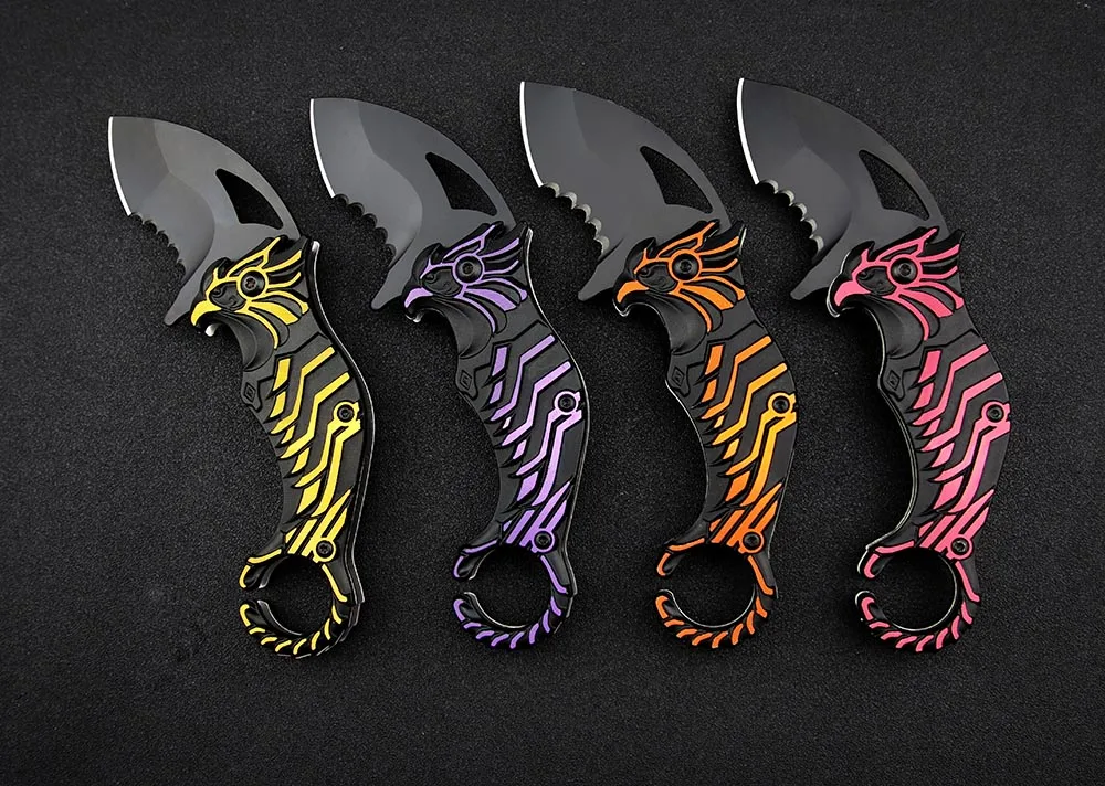 Фото Универсальный нож Karambits со складным лезвием, нож для самообороны, охоты, кемпинга, походов, рыбалки №1