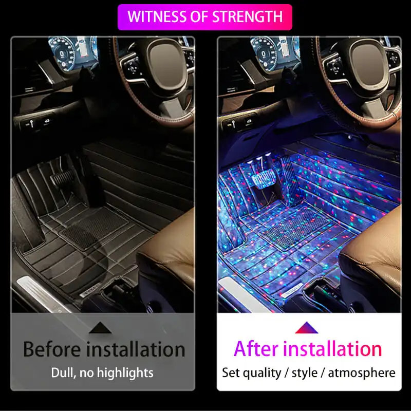 Автомобильный RGB светодиодный светильник для салона автомобиля, декоративная атмосферная лампа с дистанционным беспроводным управлением, музыка, несколько режимов, Стайлинг автомобиля (art.: 3920b6455c085) - 3920b6455c085