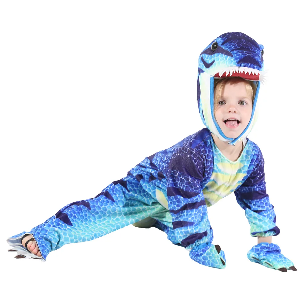 Фото Детский костюм T-Rex, комбинезон с динозаврами Пижама для косплея, костюм трицератопса, Праздничные рождественские костюмы на Хэллоуин для ма... №5