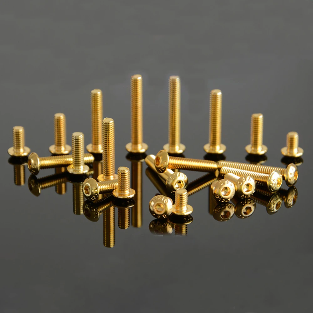 M3 GoldenElectroplate 12,9 класса легированная сталь Шестигранная головка Болт С Головкой ISO7380 M4 Золотая