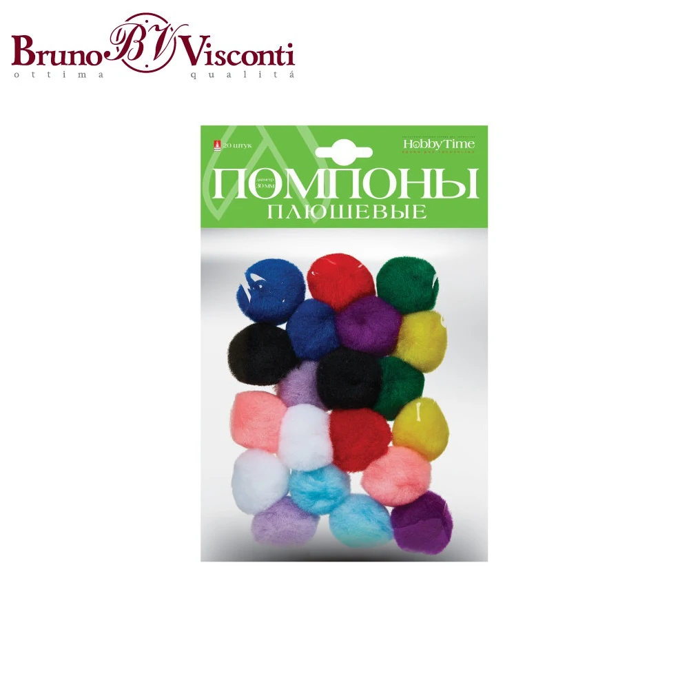 Помпоны плюшевые, 30 ММ, 20 ШТ, 10 ЦВ. МИКС 2-251/01 BRUNO VISCONTI