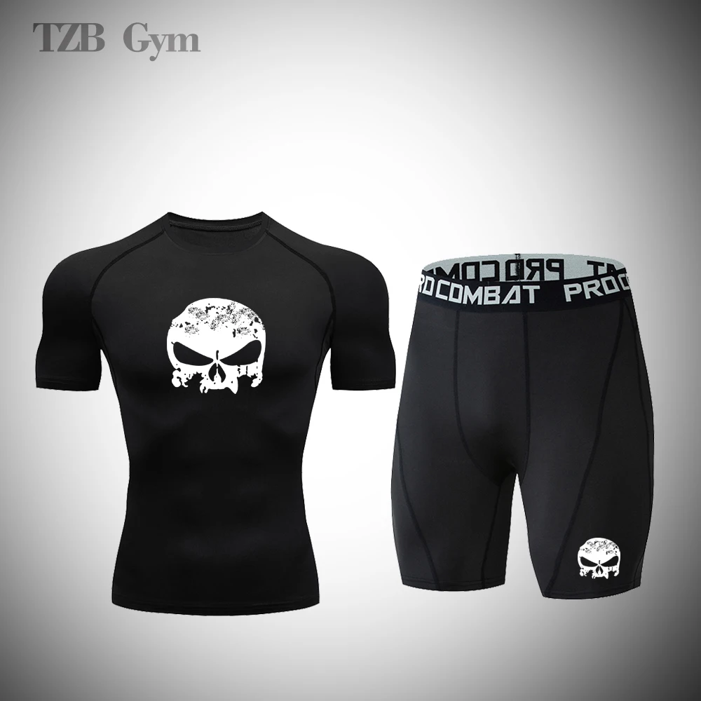 Фото Мужской спортивный костюм MMA Rashguard, осенне-зимняя футболка для тренировок на открытом воздухе, шорты, шорты, мужские шорты для тенниса, кемпинга №3