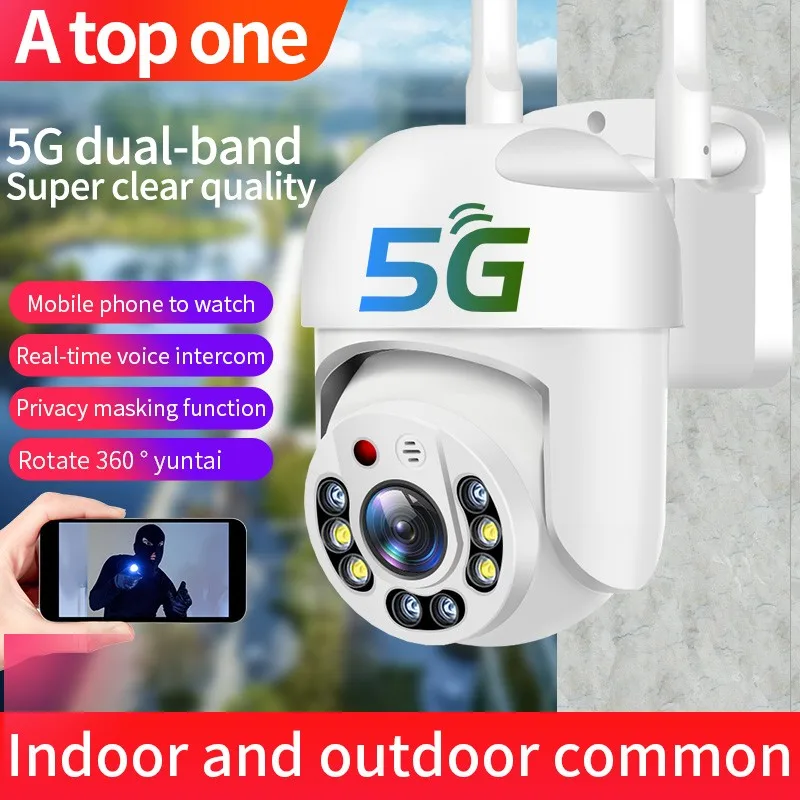 1080P телефон, Двухдиапазонная беспроводная Wi-Fi IP-камера, камера видеонаблюдения с автоматическим отслеживанием, поддержка Smart Tuya, водонепрон...