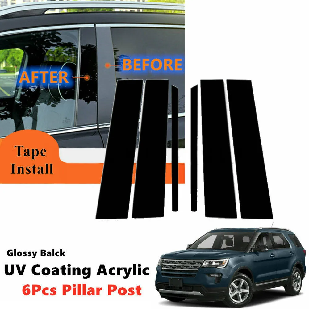 Фото 6 шт., глянцевые черные наклейки на окна FORD Explorer 2011-2019 №2