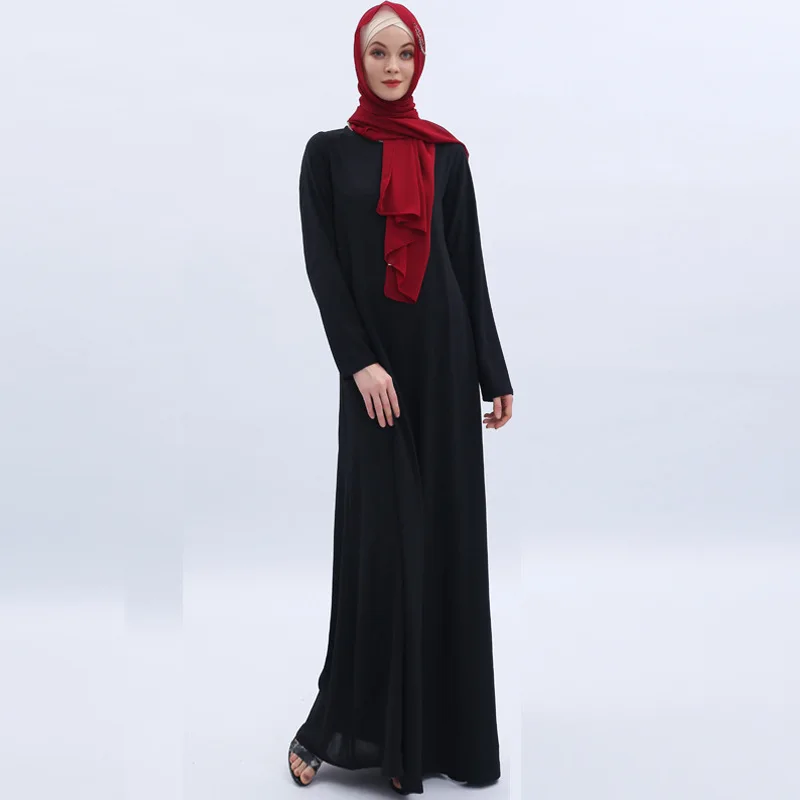 Фото Мусульманская Мода Abaya Дубай Турция женское платье одежда бежевый базовый простой халат с длинным рукавом Рамадан кимоно Abaya Джуба кафтан №4
