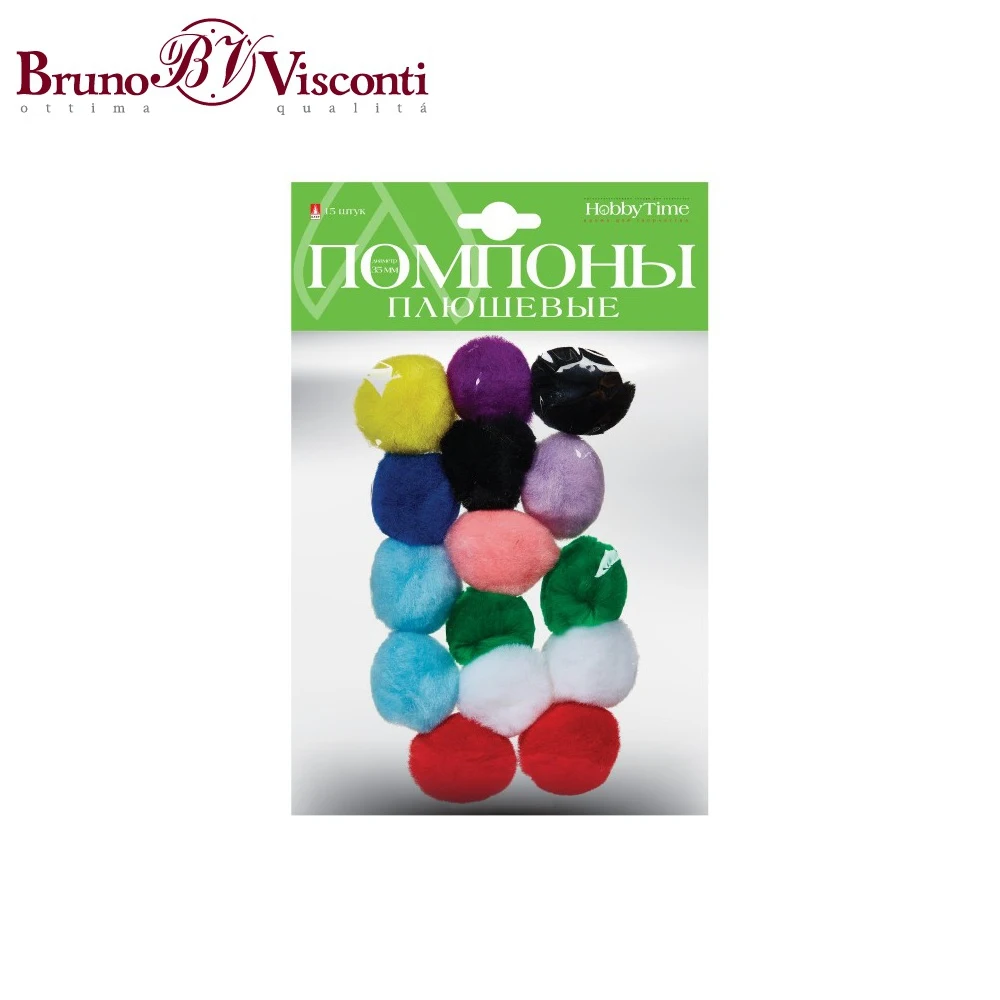 Помпоны плюшевые, 35 ММ, 15 ШТ, 10 ЦВ. МИКС 2-252/01 BRUNO VISCONTI