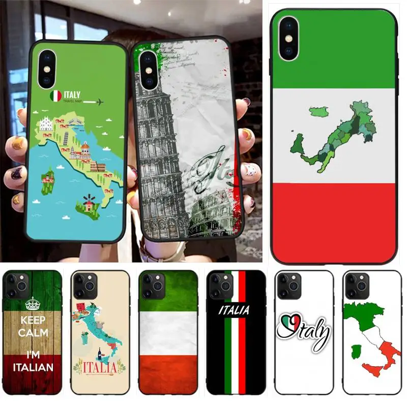 Чехол-накладка для iPhone 11 pro, XS MAX, 8, 7, 6, 6S Plus, X, 5S, SE, 2020, XR, с изображением флага Италии, карты орла, флага Италии