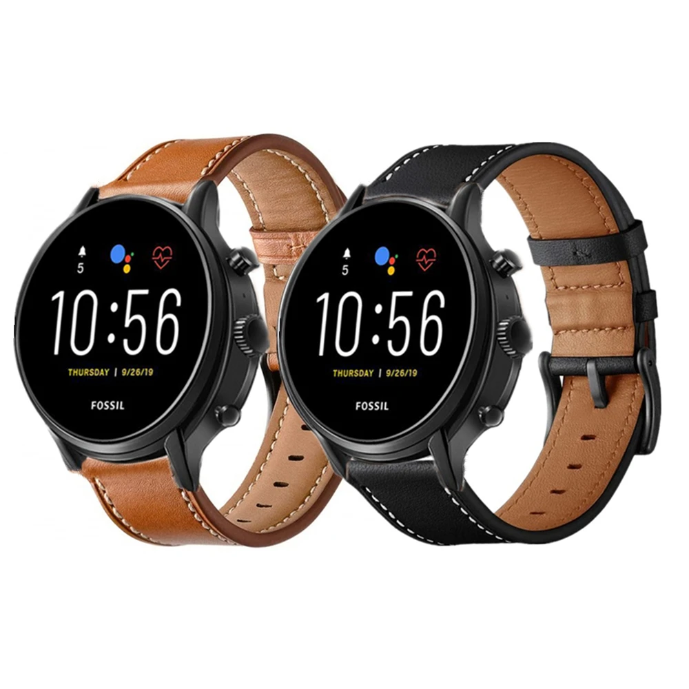 Ремешок из натуральной кожи для Fossil Gen 5, Carlyle, HR, Julianna, HR, 43 мм