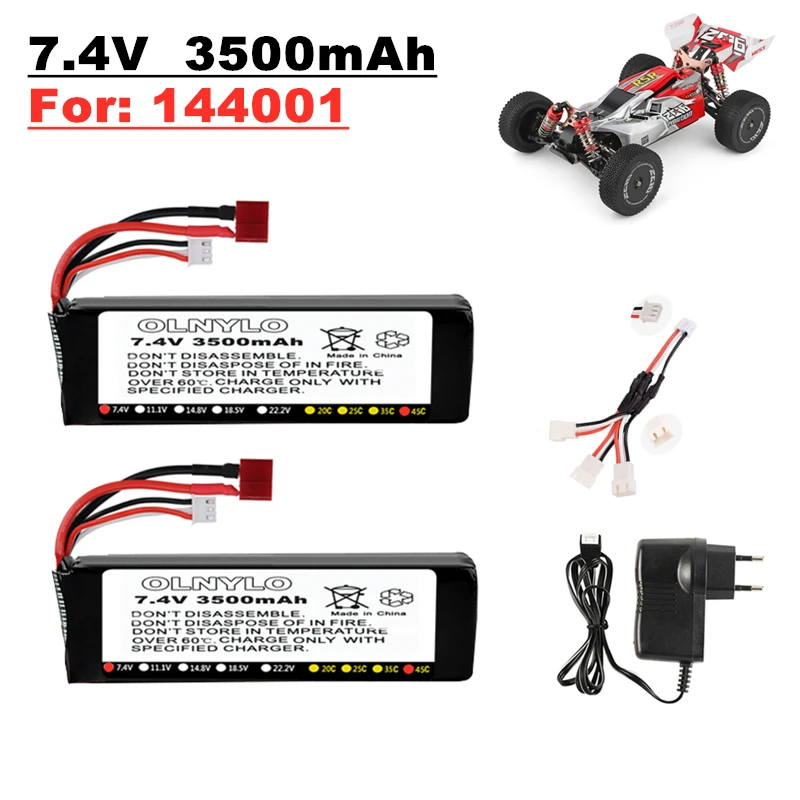 Для Wltoys 144001 2s 7,4 V 3500mAh Lipo батарея модернизированная перезаряжаемая для Wltoys 1/14 144001 RC car boat Lipo батарея 1-4 шт.