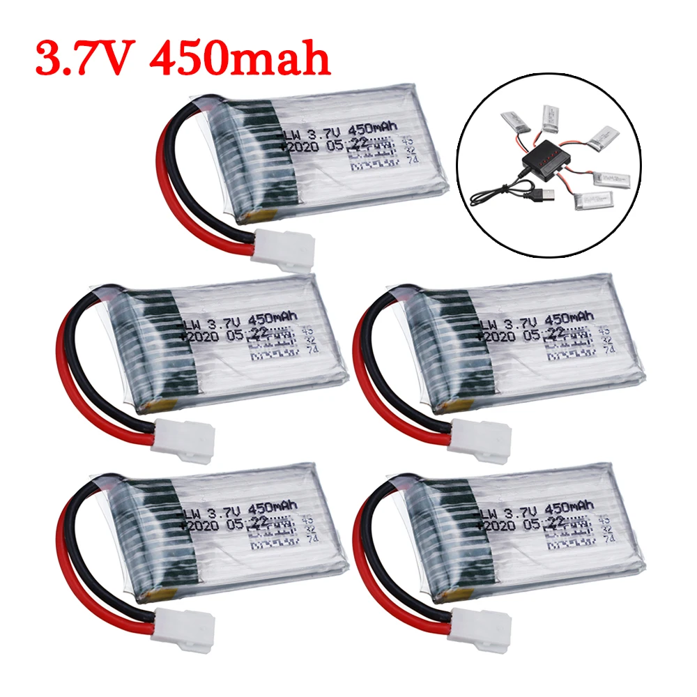 Аккумулятор 3,7 в 450 мА · ч 802035 Lipo для H107 H31 KY101 E33C E33 U816A V252 H6C 25C RC квадрокоптера, дрона, запасные части, 3,7 в