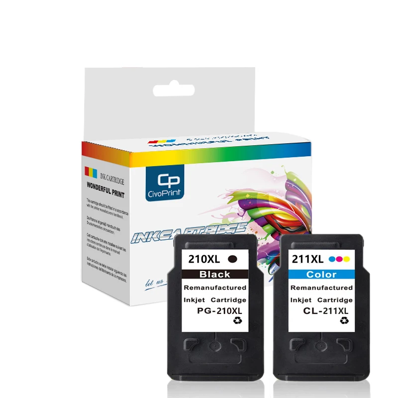 Картридж Civoprint PG210 210 CL211 для Canon PG210XL CL211XL 210, для Canon Pixma IP2700 IP2702, MP240, MP250, MP260, MP270