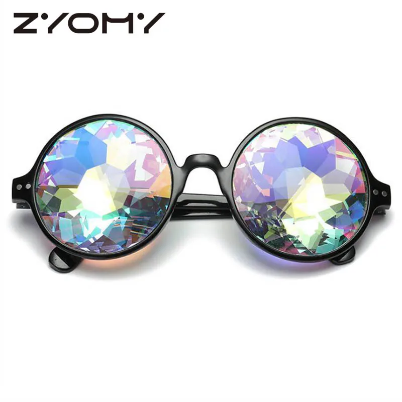 Q психоделические Prism женские очки круглые защитные очки калейдоскоп солнцезащитные очки для мозаика Цвет женские вечерние платье для выпу...