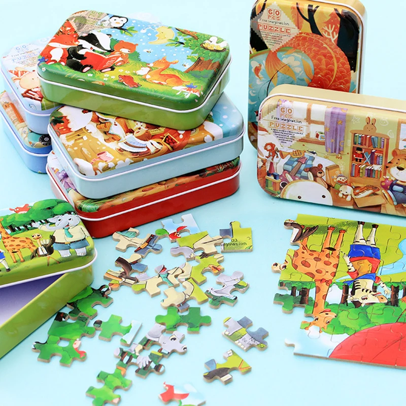 60 шт., деревянные пазлы для детей 2-4 лет