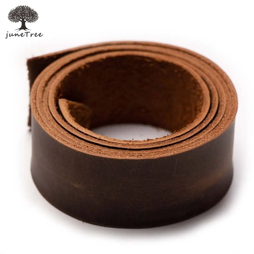 Фото JuneTree воловья кожа первого слоя кожаные шкуры из коровьей кожи Толстая темно-коричневая натуральная кожа полоса ширина 1/2/3/5 см №1