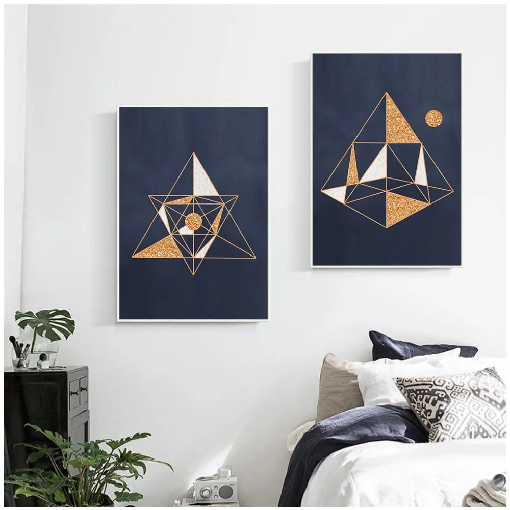 Abstr Panger Geometrie Kunst Leinwand Malerei Goldenen Linien Wand Kunst Bilder Nordic Плакат Drucken für فاro Wohnzimmer Wohnkultu