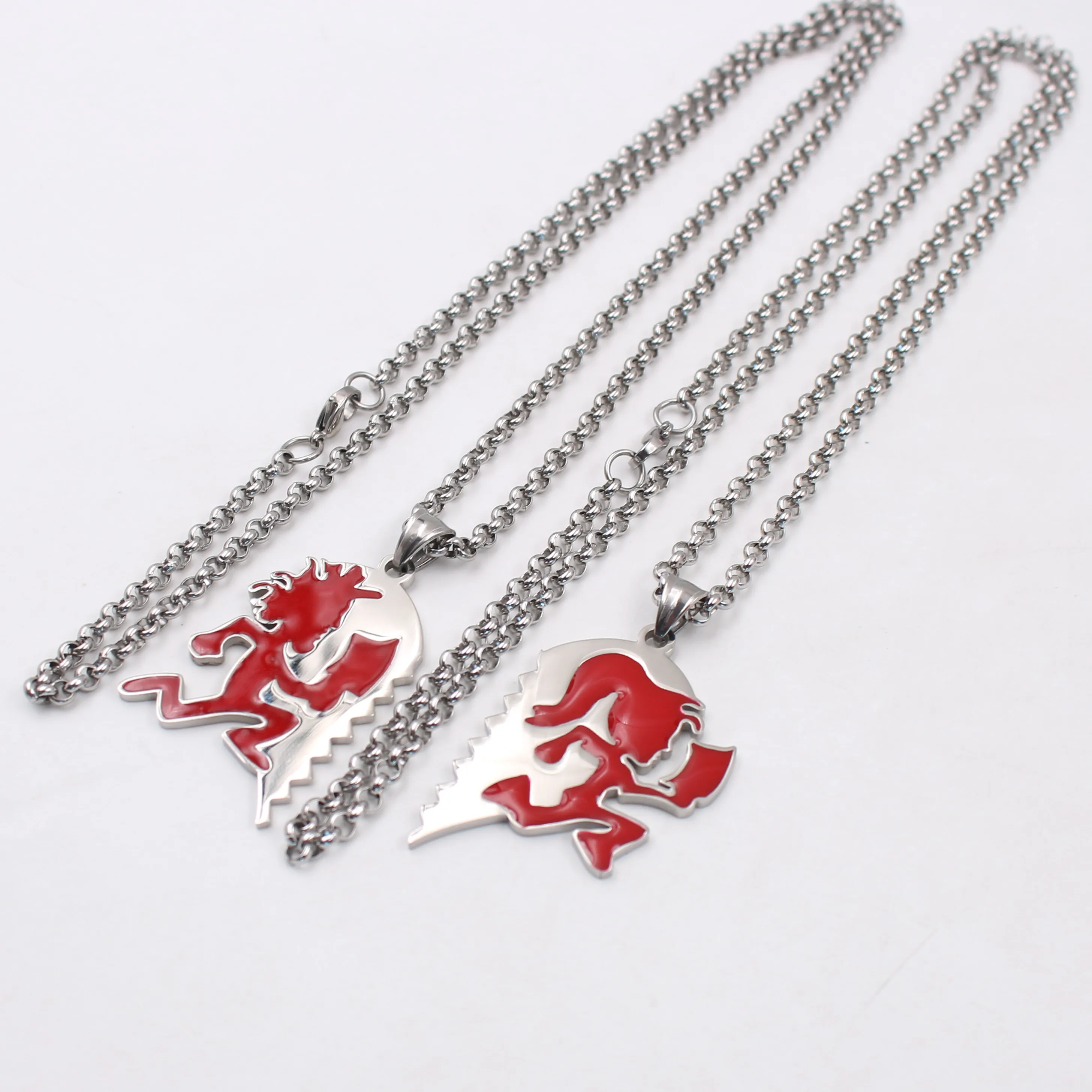 Newdesign Jewelry Rock RED Нержавеющая сталь ICP Crazy Clown Heart Hatchet Мужское и женское ожерелье с подвеской Rolo Chain 4 мм 30 дюймов