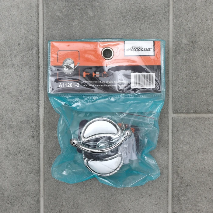 Крючок настенный, двойной Accoona A11201-2 , цвет хром (art.: 3920b3bb95b55) - 3920b3bb95b55
