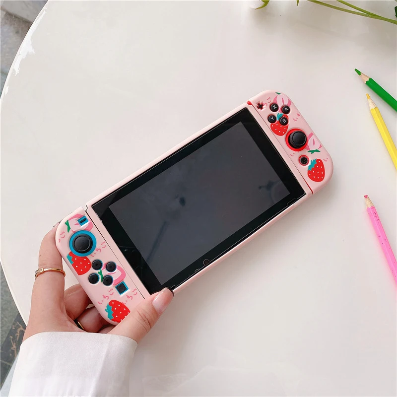 Фото Клубничный защитная оболочка для Nintendo переключатель мягкий TPU чехол НС чехол для игровой приставки коробка для Nintendo аксессуары для переключателей №4