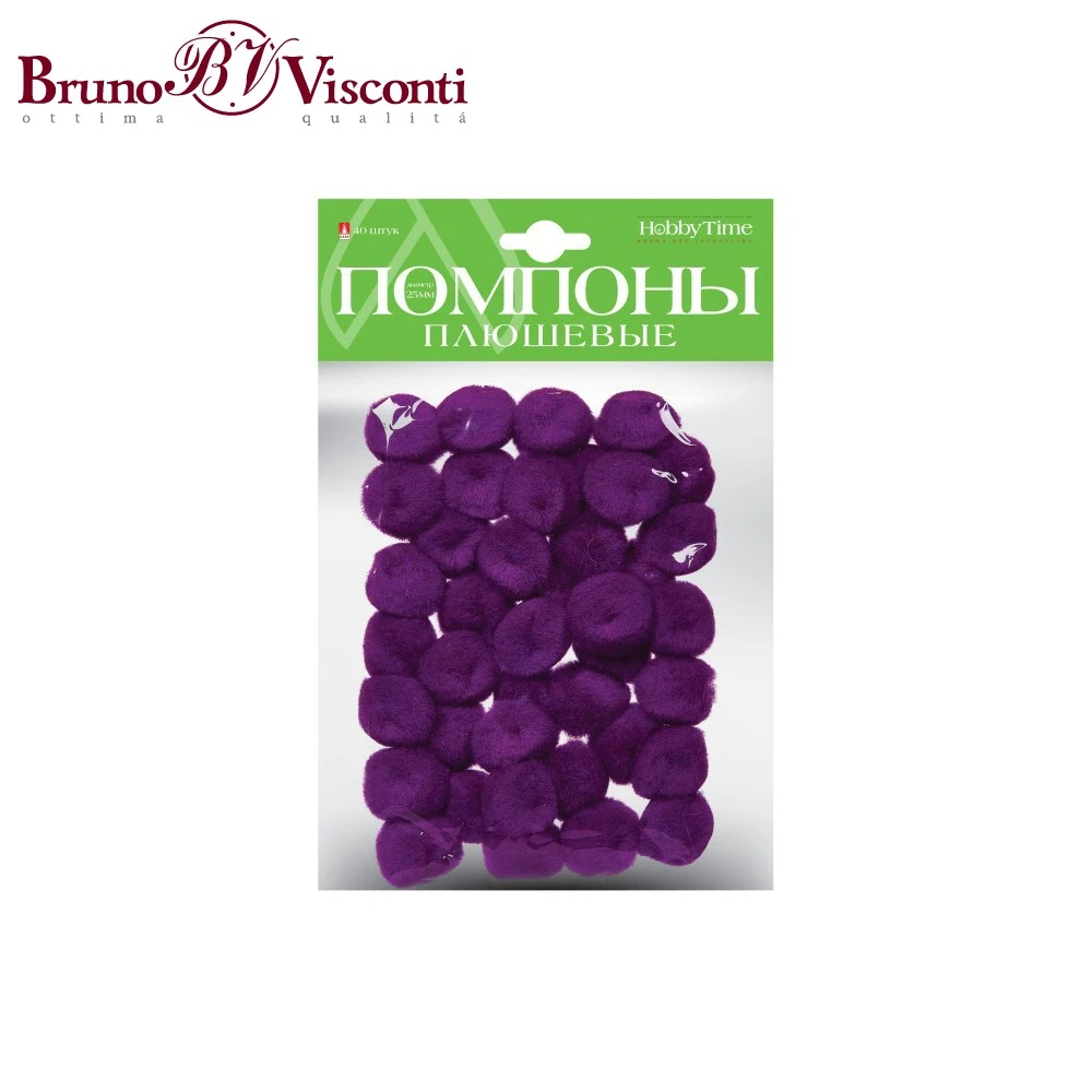 Помпоны плюшевые, 25 ММ, 40 ШТ, ФИОЛЕТОВЫЕ 2-250/09 BRUNO VISCONTI
