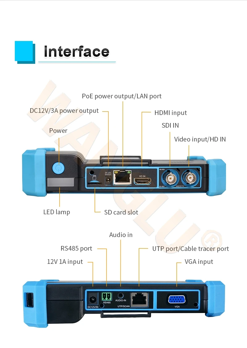Фото GEEKDGER 5-дюймовый 4K 8MP HDMI VGA Inpot CCTV Tester IPC тестер с портом Poe IP-камеры Terster CCTV монитор камеры Terster IPC Tester №4