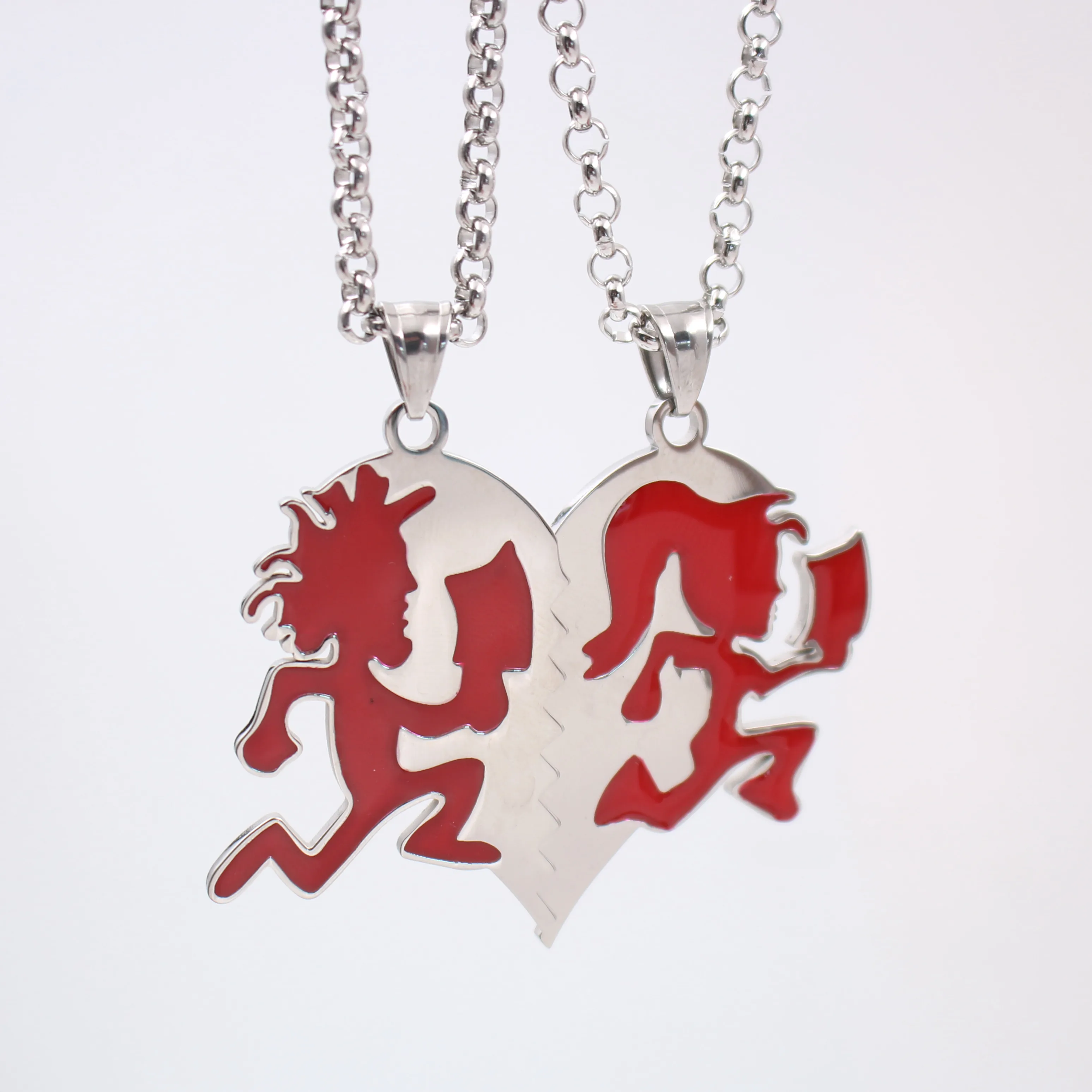 Фото Newdesign Jewelry Rock RED Нержавеющая сталь ICP Crazy Clown Heart Hatchet Мужское и женское ожерелье с подвеской Rolo Chain 4 мм 30 дюймов №2