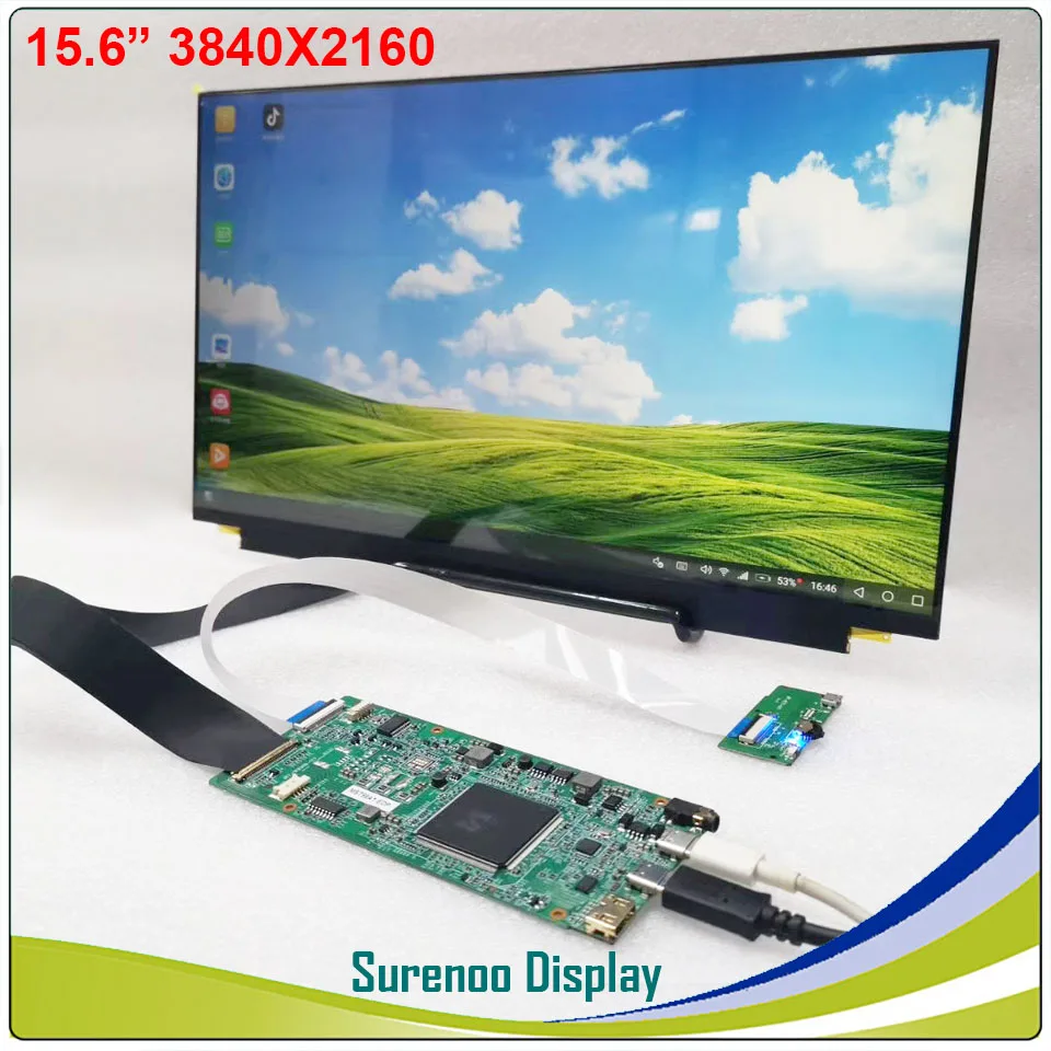 15,6-дюймовый 4K 3840X2160 HDMI-совместимый и Type_C однолинейный ЖК-модуль, экран монитора для проекции кабеля Windows и Android