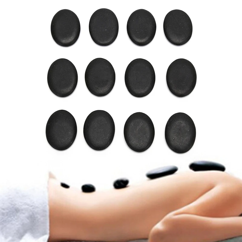 12 шт./лот Spa камень базальтовый для красоты тела, уход за здоровьем, массажные камни, массажная Лавовая натуральная энергия, массажный набор