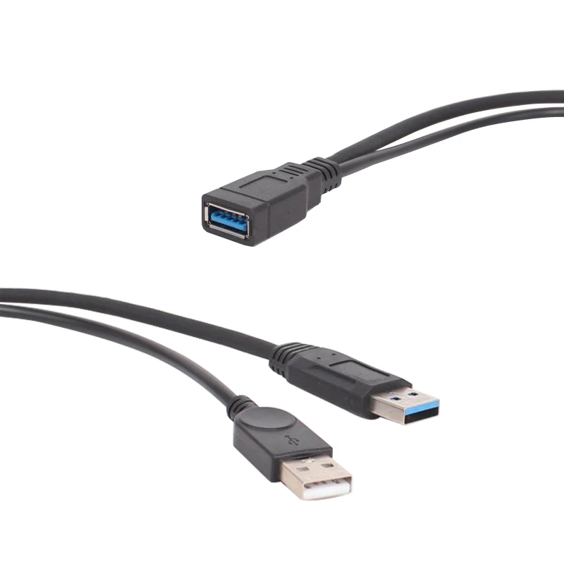 Schwarz USB2.0 & 3,0 Weibliche zu Dual USB Männlichen Extra Power Daten Y Verlängerung Kabel для 2,5 zoll Mobile Fest диск