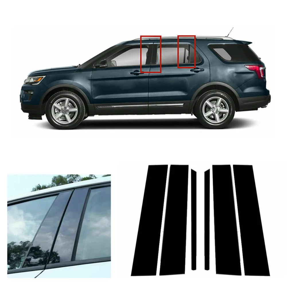 6 шт., глянцевые черные наклейки на окна FORD Explorer 2011-2019