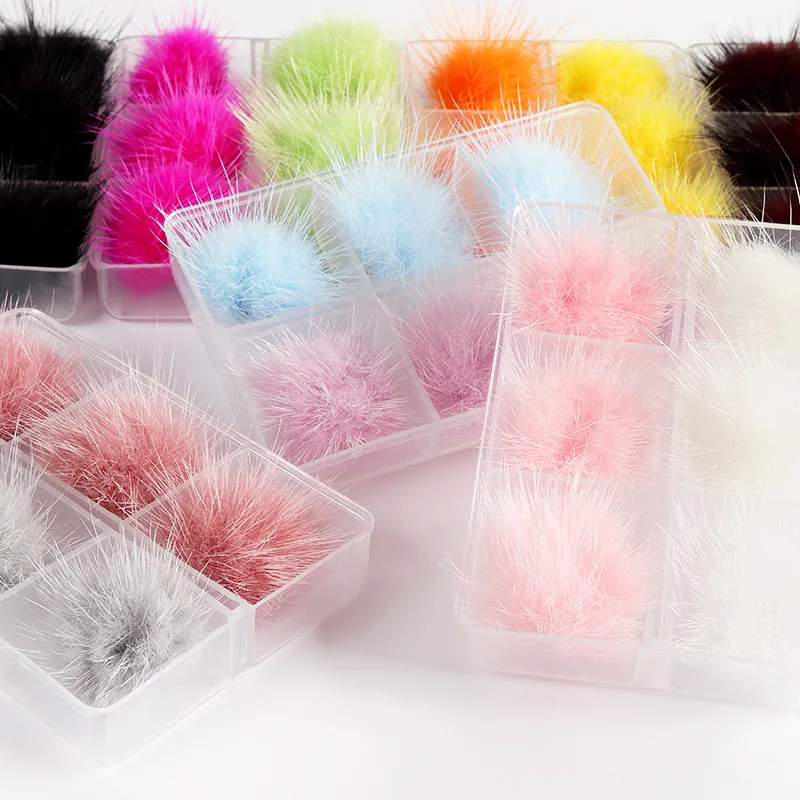 Фото 6 шт./Doos Pompoms Pluche Hart 3D Декор для дизайна ногтей Zachte Hairball Afneembare Magneet Mode-sieraden Manicure Ontwerp Accessoires №5